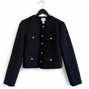 H&M Black Textured-Weave Blazer